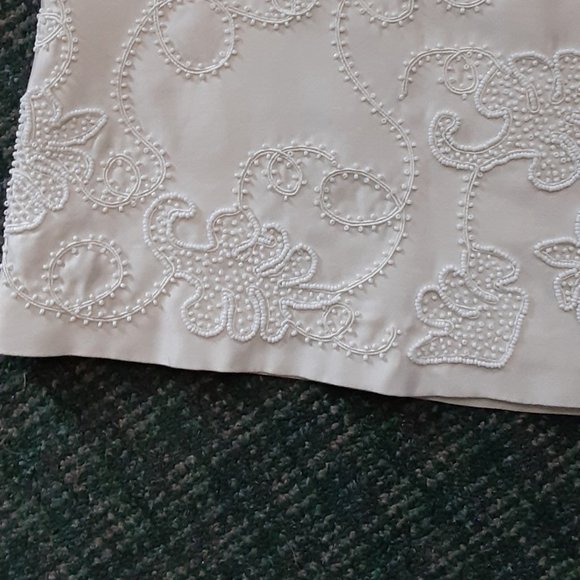 DANA BUCHMAN IVORY BEADED FLORAL DESIGN SKIRT A LINE SIZE 8 - Picture 8 of 8